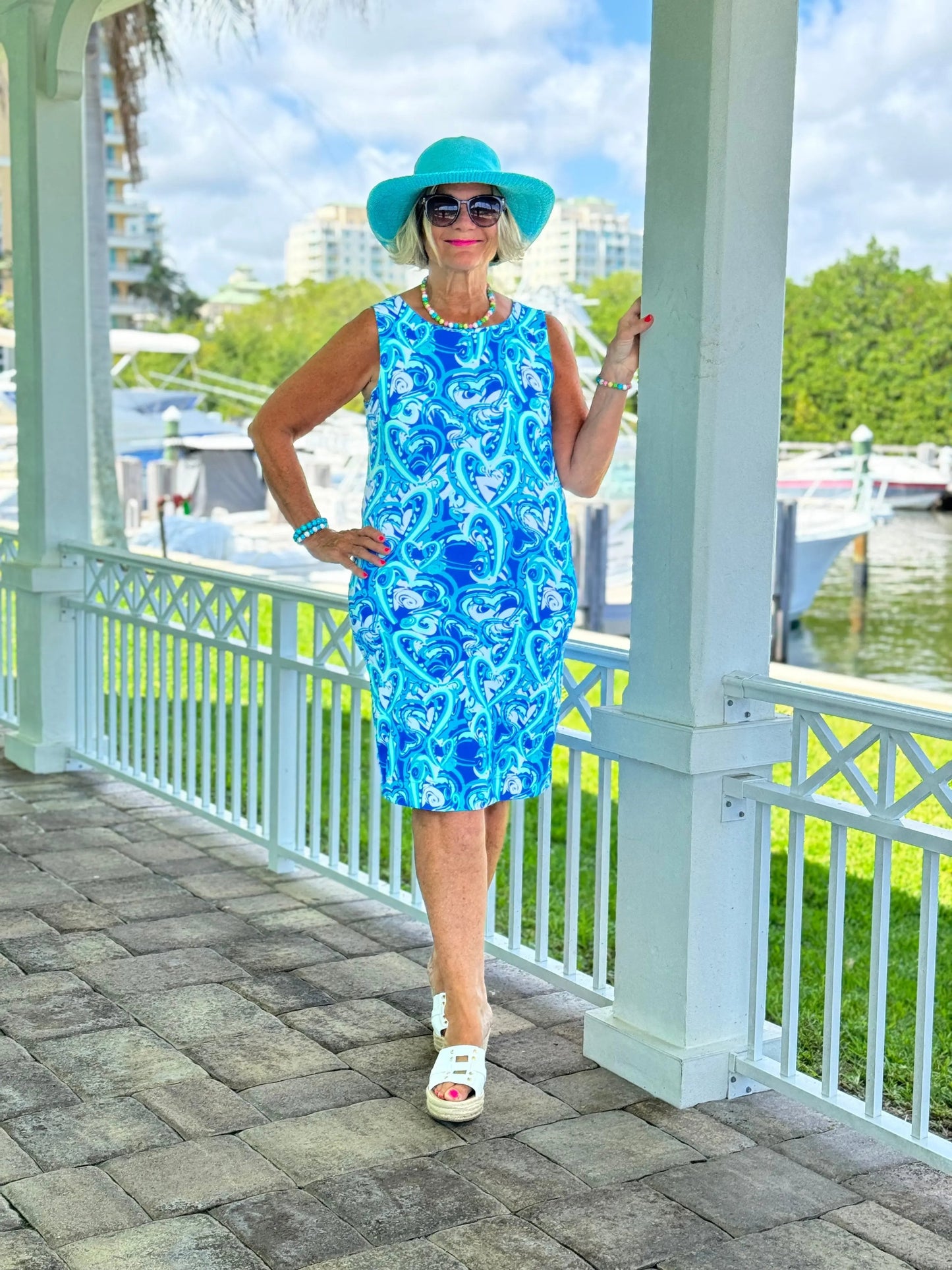 BLUE DREAMING HEARTS SHIFT DRESS