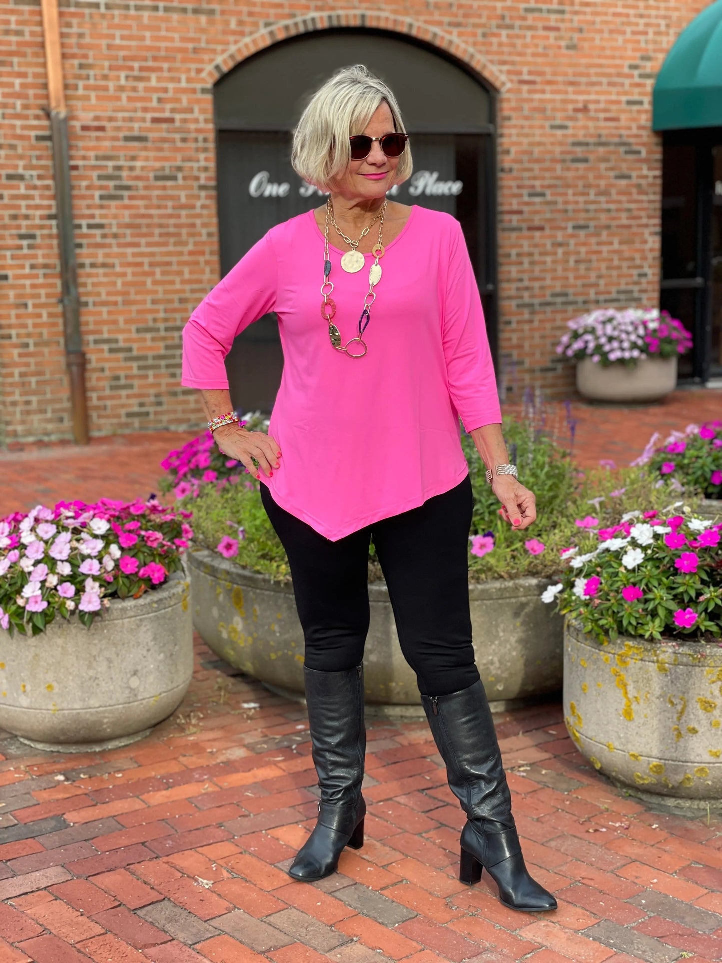 LULU-B HOT PINK ASYMMETRIC TOP