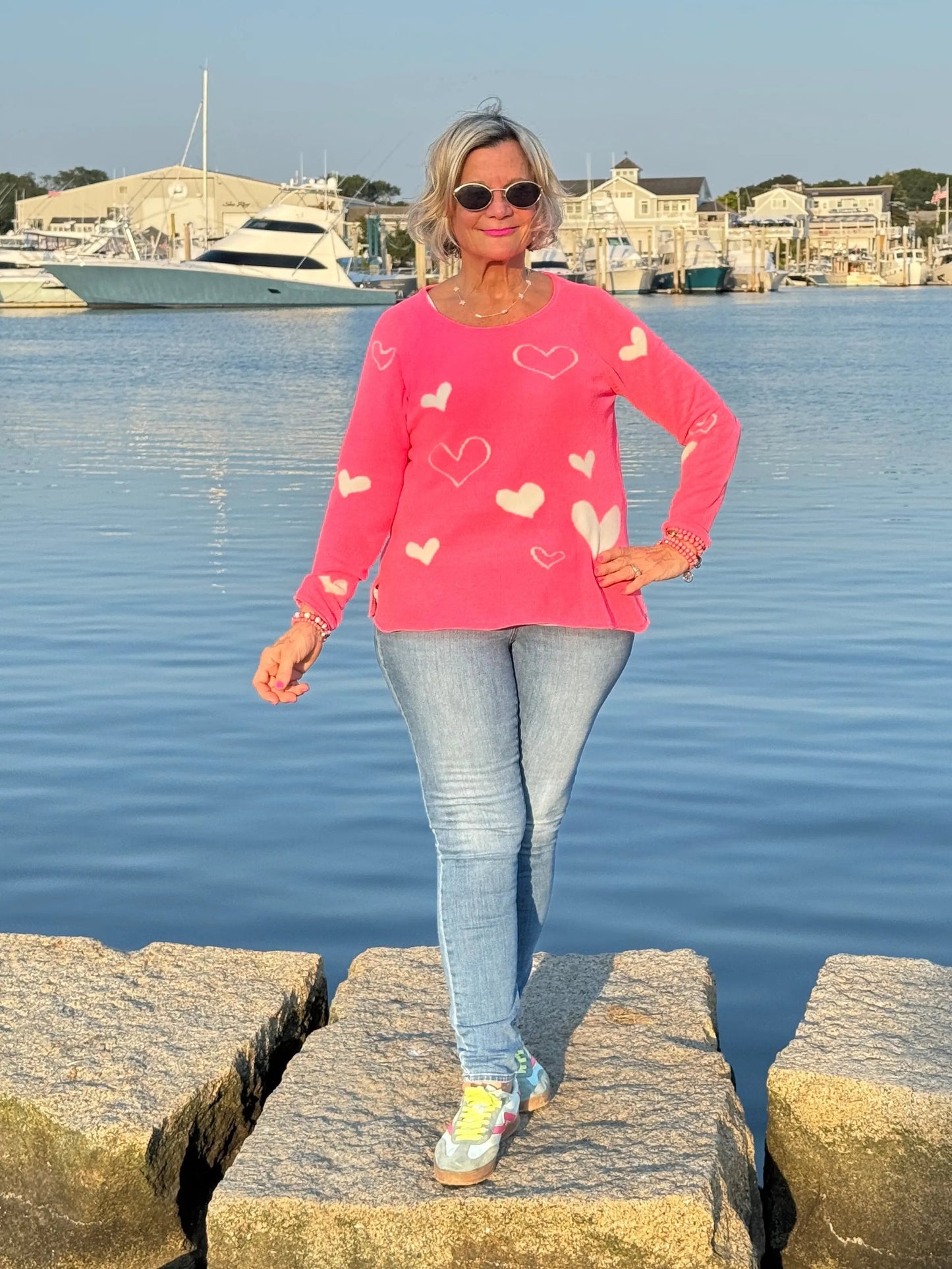 HOT PINK HEART SWEATER