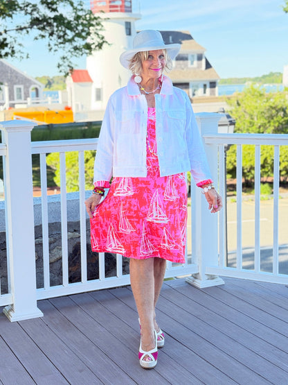 HARBOR LIGHTS RED SAILBOAT DRESS