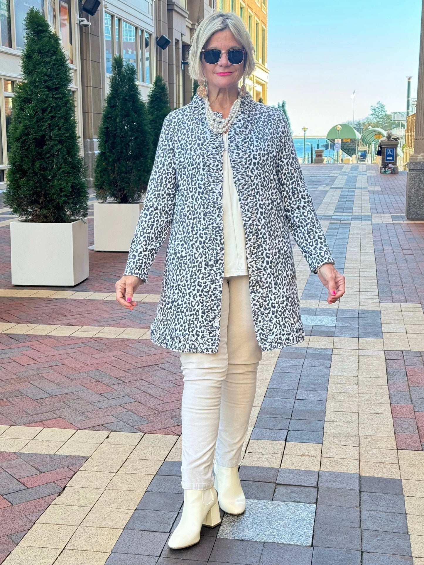 LULU-B CREAM LEOPARD CASHMERE CARDIGAN
