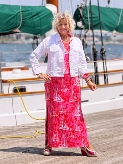 HARBOR LIGHTS RED  LINEN JACKET