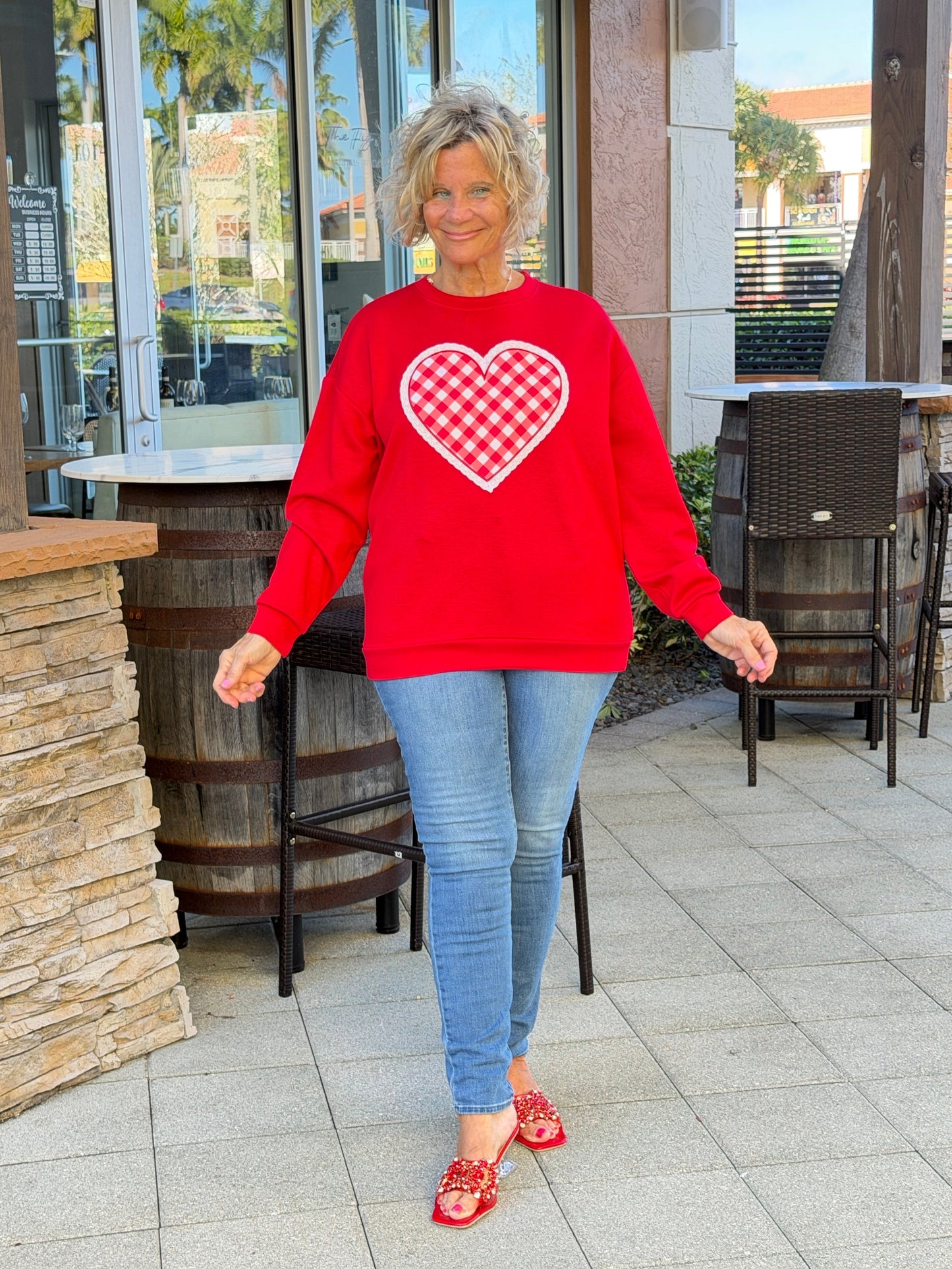 Gingham Heart Luxe Pullover
