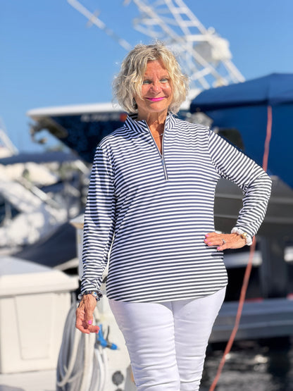 DOCKSIDE NAVY HALF ZIPPER TOP