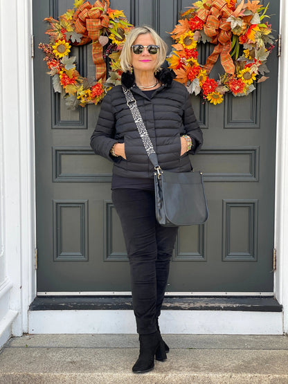 LULU-B PUFFER DOWN BLACK FAUX FUR JACKET
