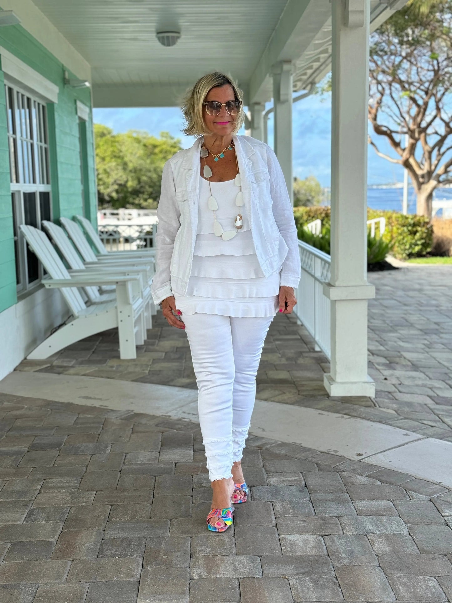 LULU-B SOUTH BEACH WHITE ANKLE JEAN