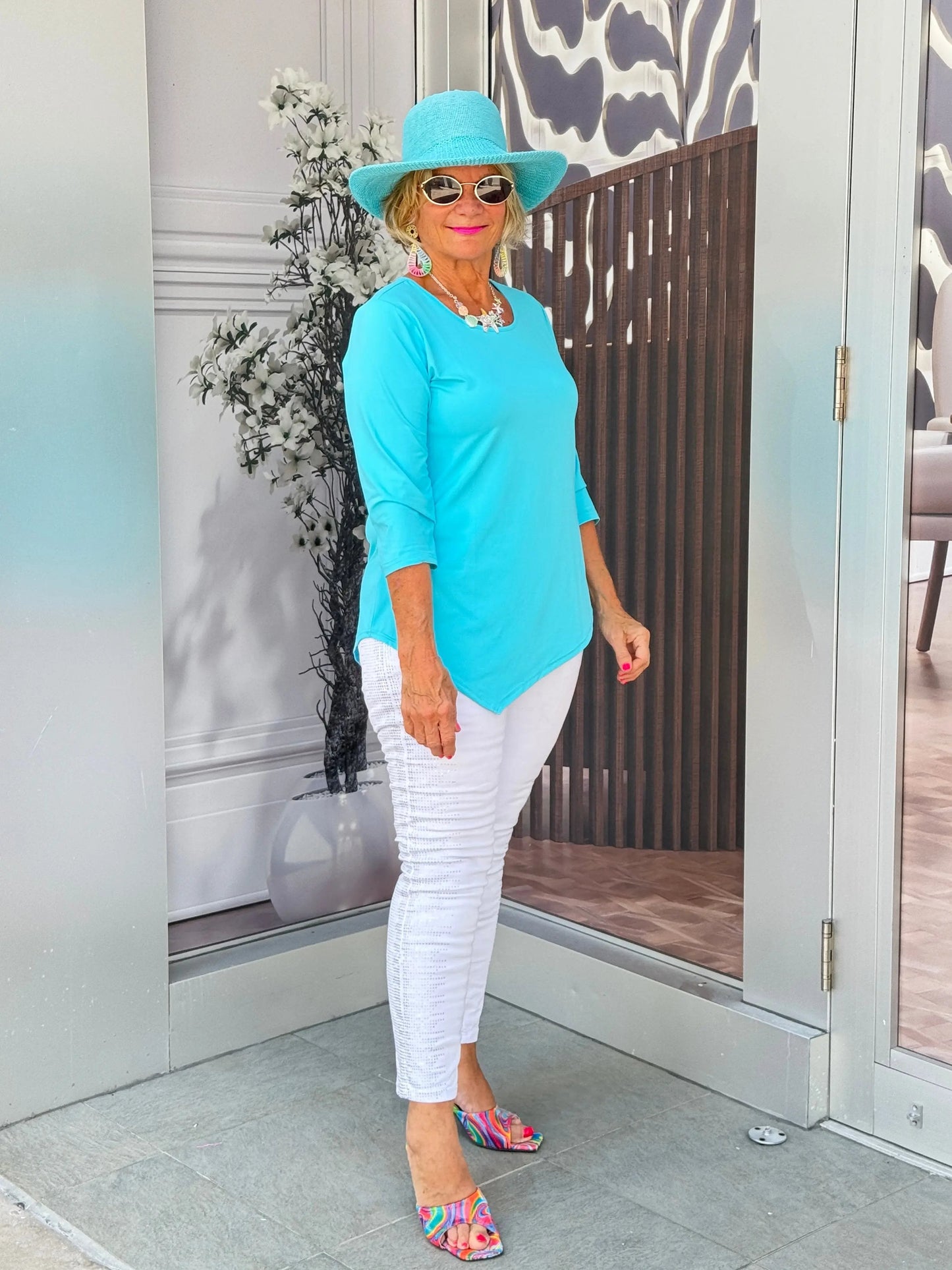 LULU-B AQUA ASYMMETRIC TOP