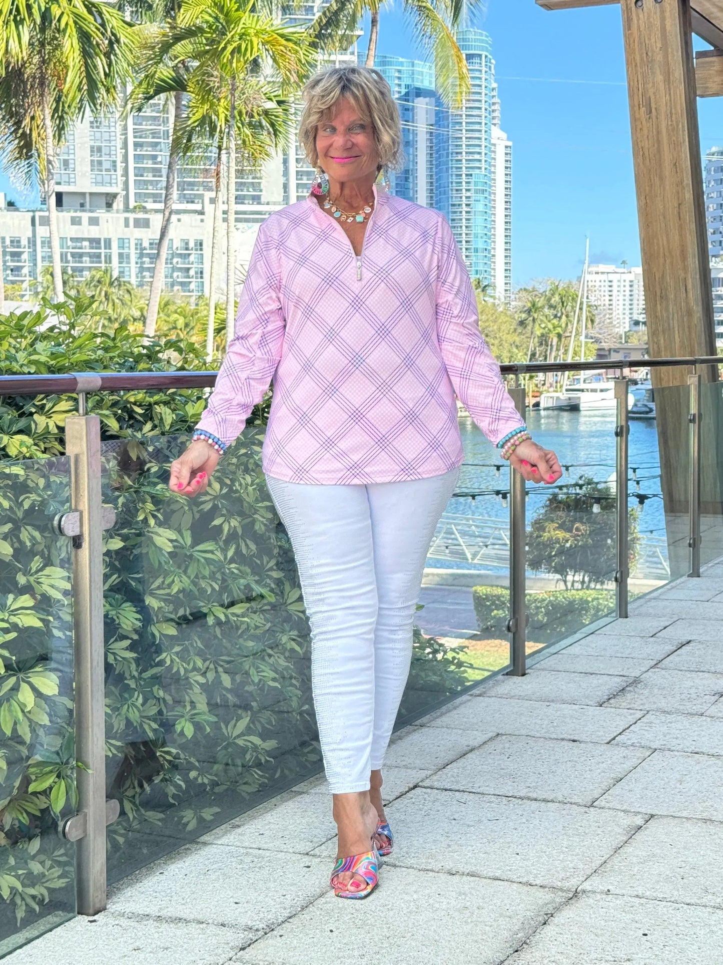 LULU B PINK CHIC ZIPPER TOP
