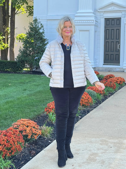 LULU-B SILVER FAUX FUR JACKET
