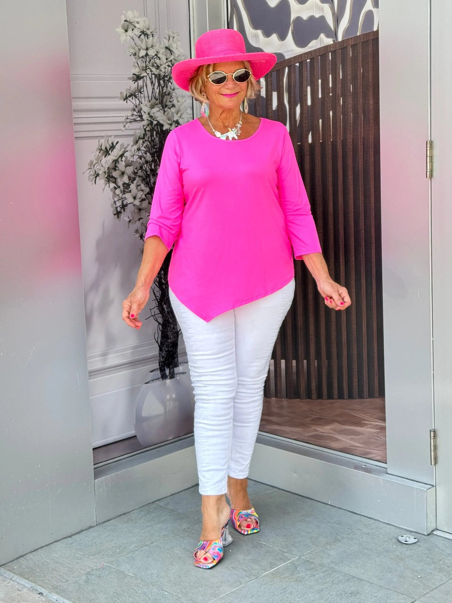 LULU-B HOT PINK ASYMMETRIC TOP