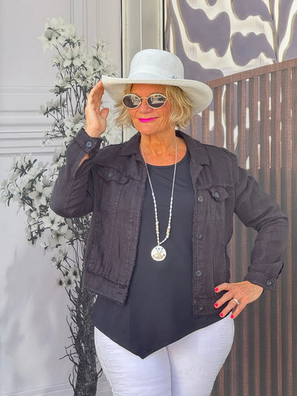 LULU B BLACK LINEN JACKET