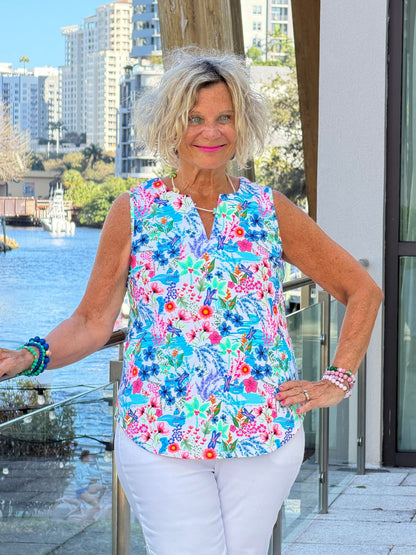 LULU P PARADISE GARDEN NOTCH TOP