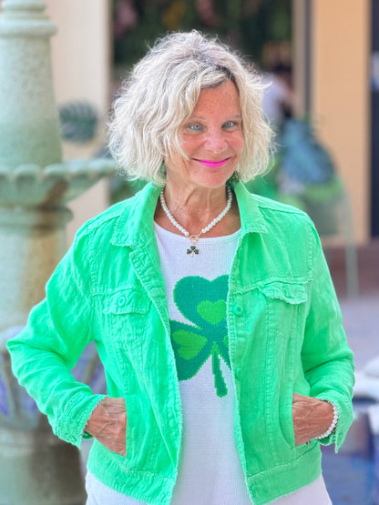 LULU B WHITE SHAMROCK SWEATER