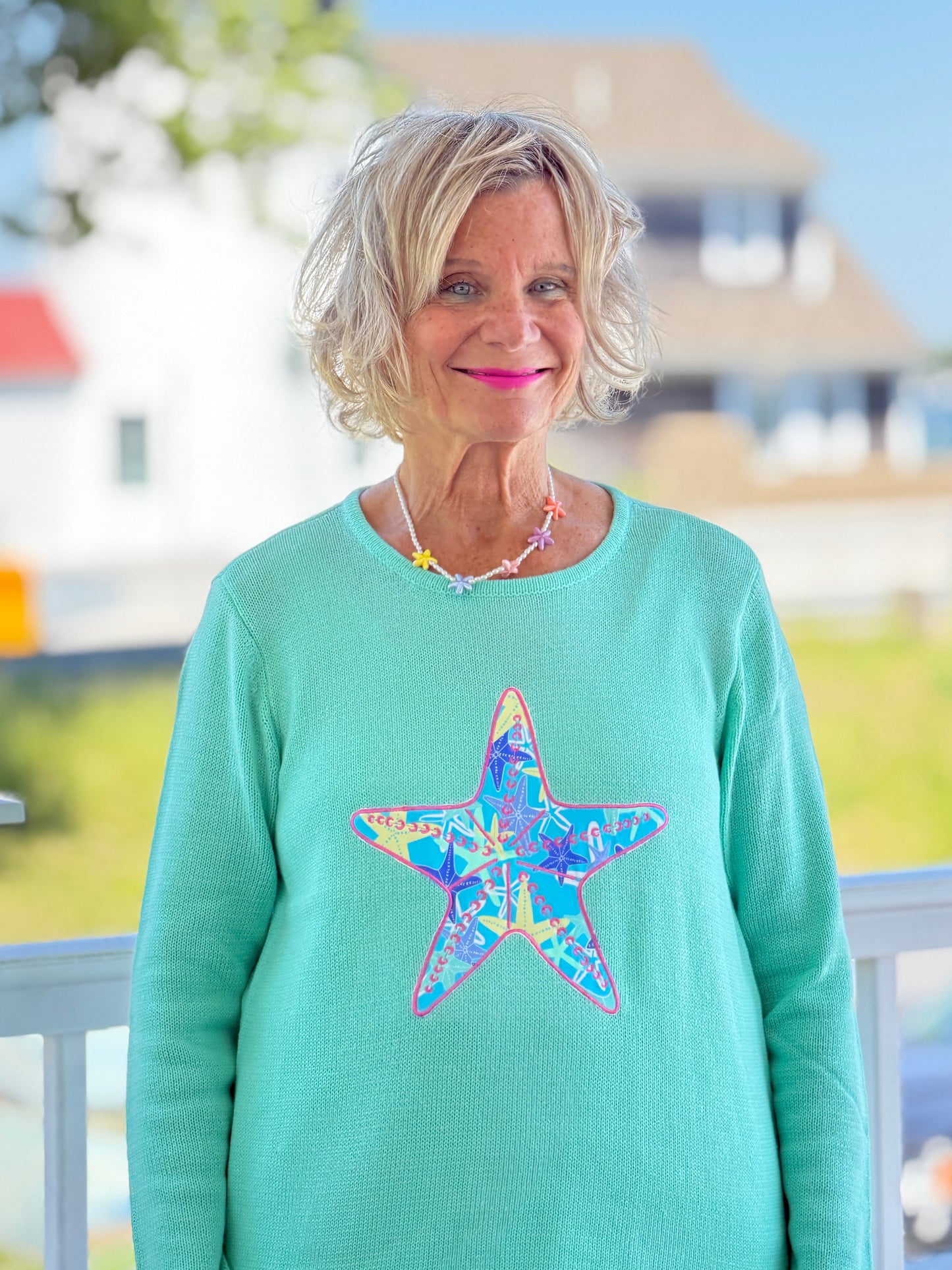 BEACH CLUB SEAFOAM STARFISH SWEATER