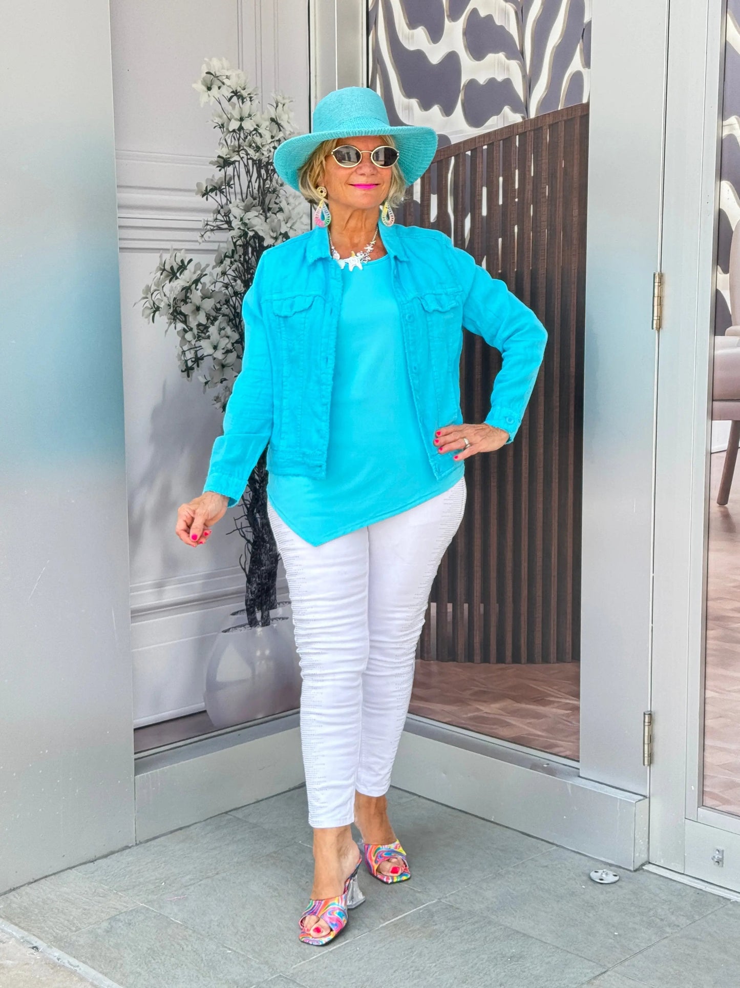 LULU B AQUA LINEN JACKET