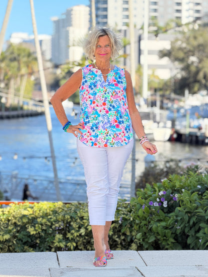 LULU P PARADISE GARDEN NOTCH TOP