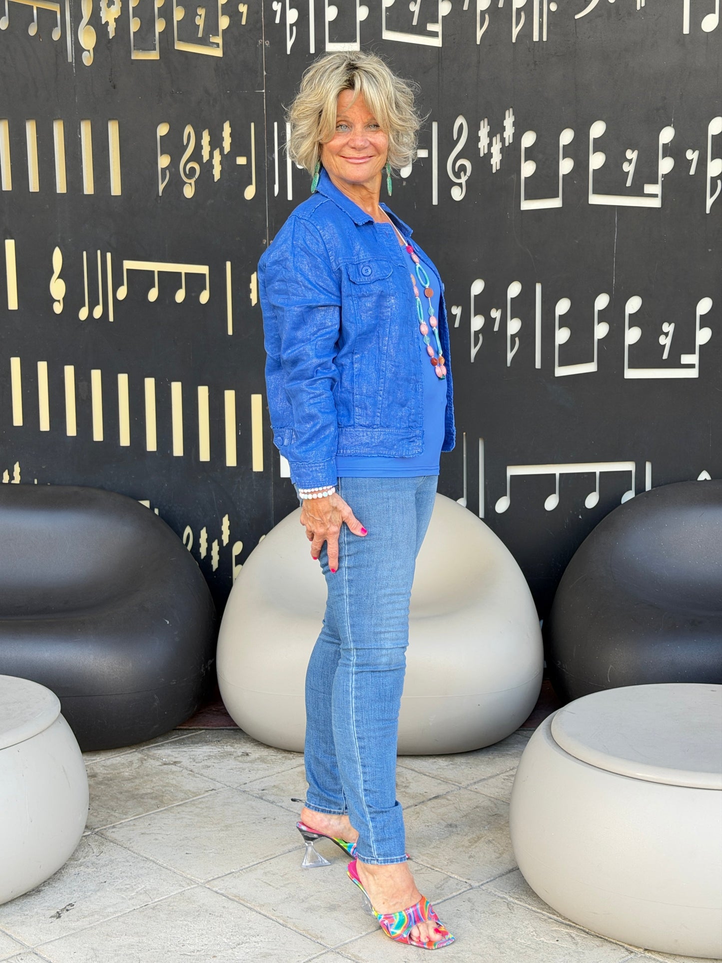 Lulu B Metallic Cobalt Linen Jacket