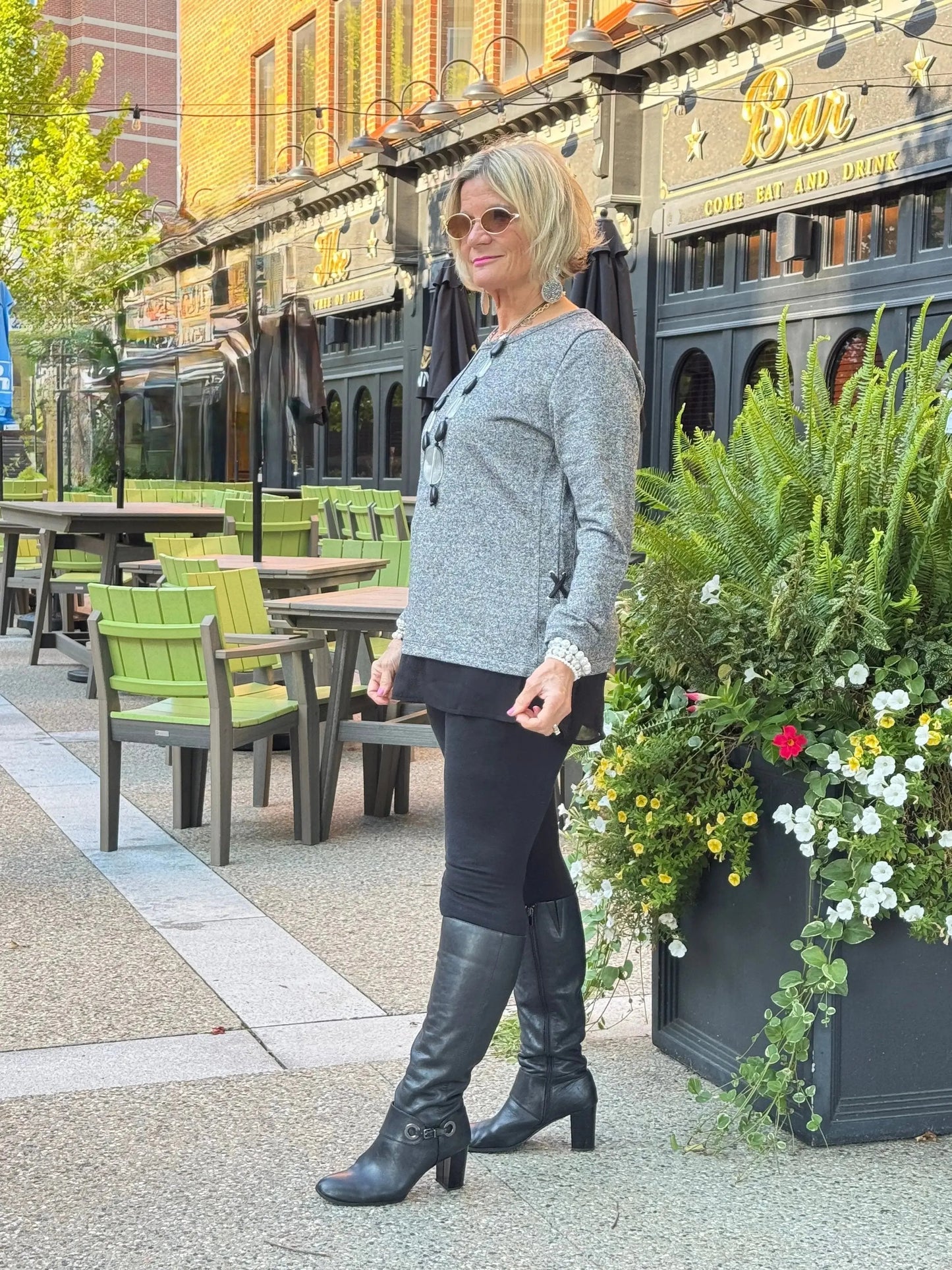 Crisscross Tunic with Sheer Hem