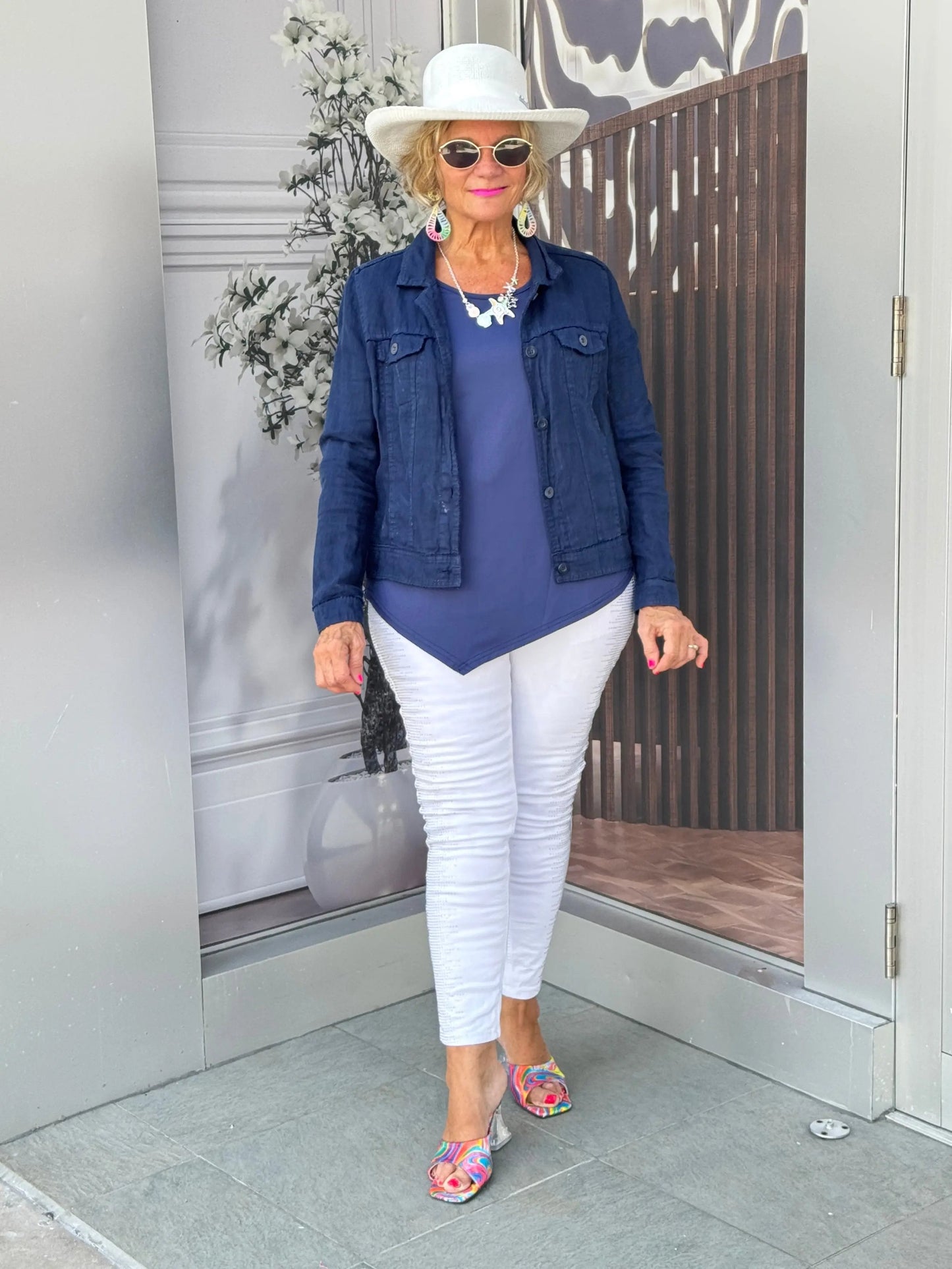 LULU B NAVY LINEN JACKET