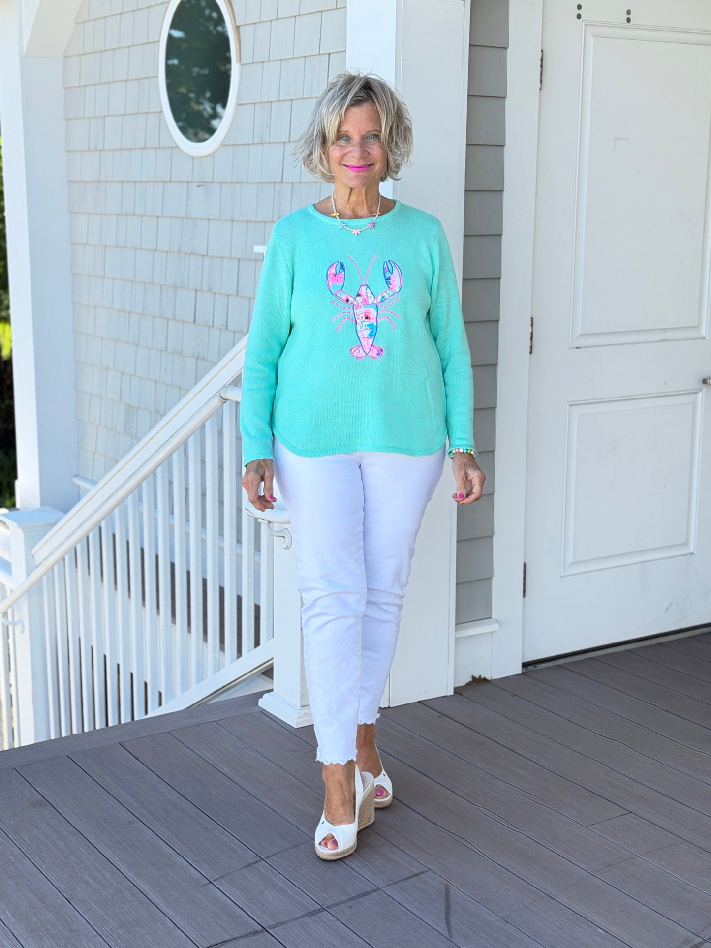 BEACH CLUB SEAFOAM LOBSTER SWEATER