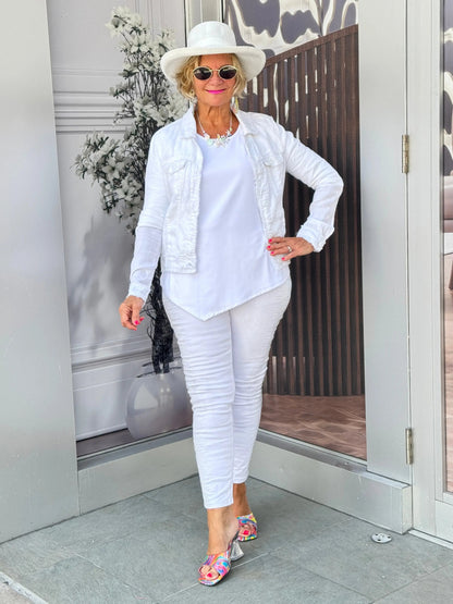 LULU B WHITE LINEN JACKET