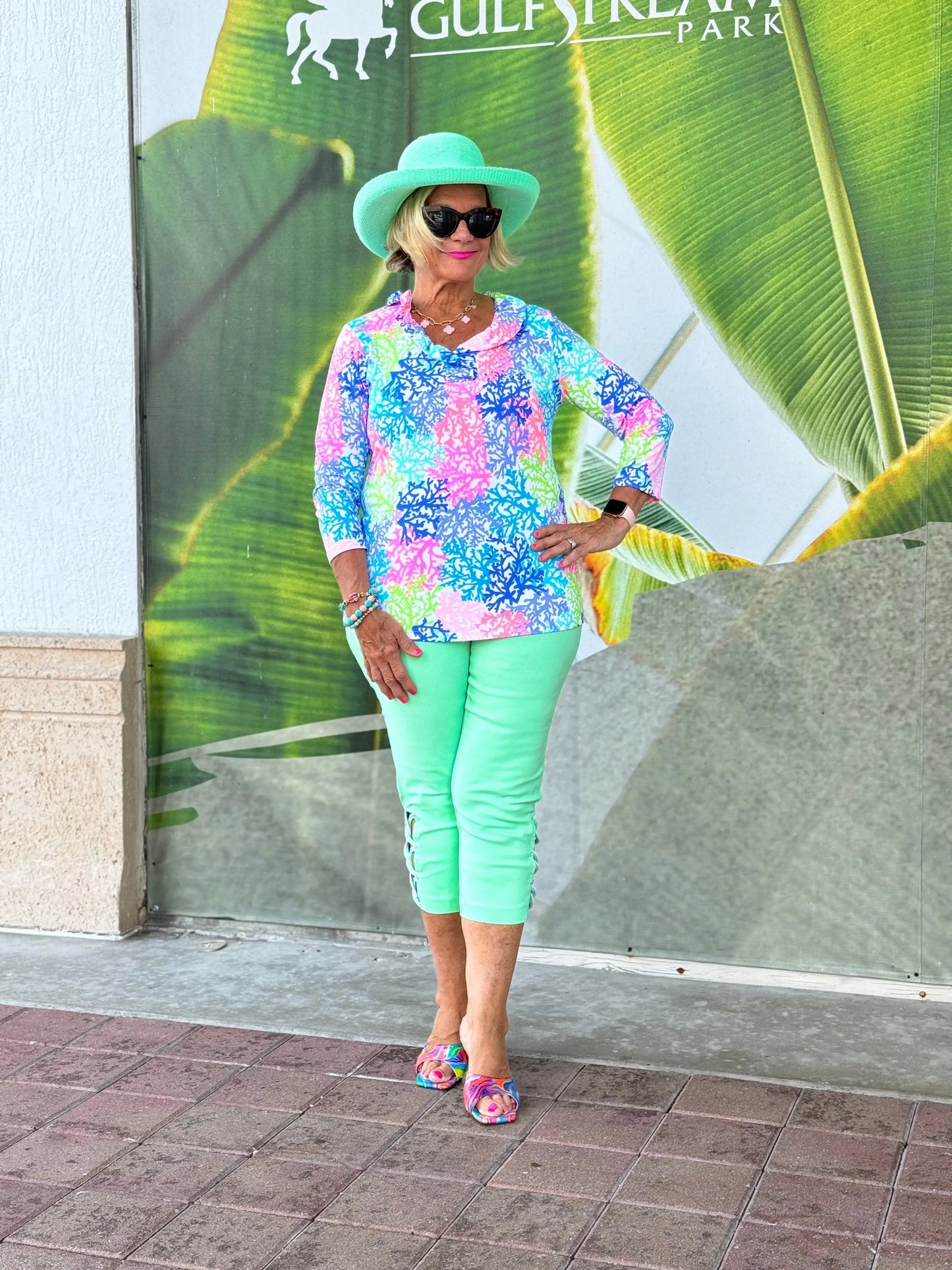LULU-B CLEAR GREEN RHINESTONE CAPRI