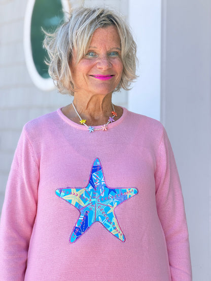 BEACH CLUB PINK STARFISH SWEATER