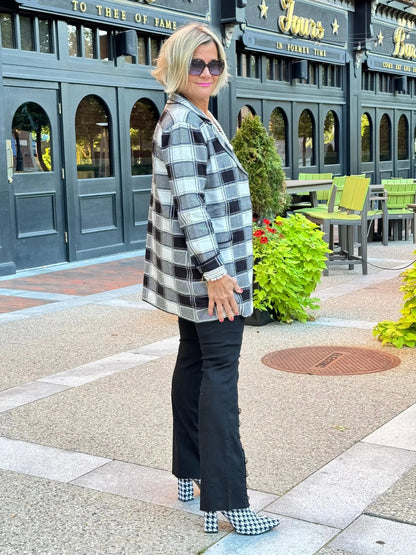 Ethyl Luxe Check Knit Jacket - Trooper
