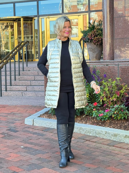 GOLD METALLIC HOLIDAY PUFFER VEST