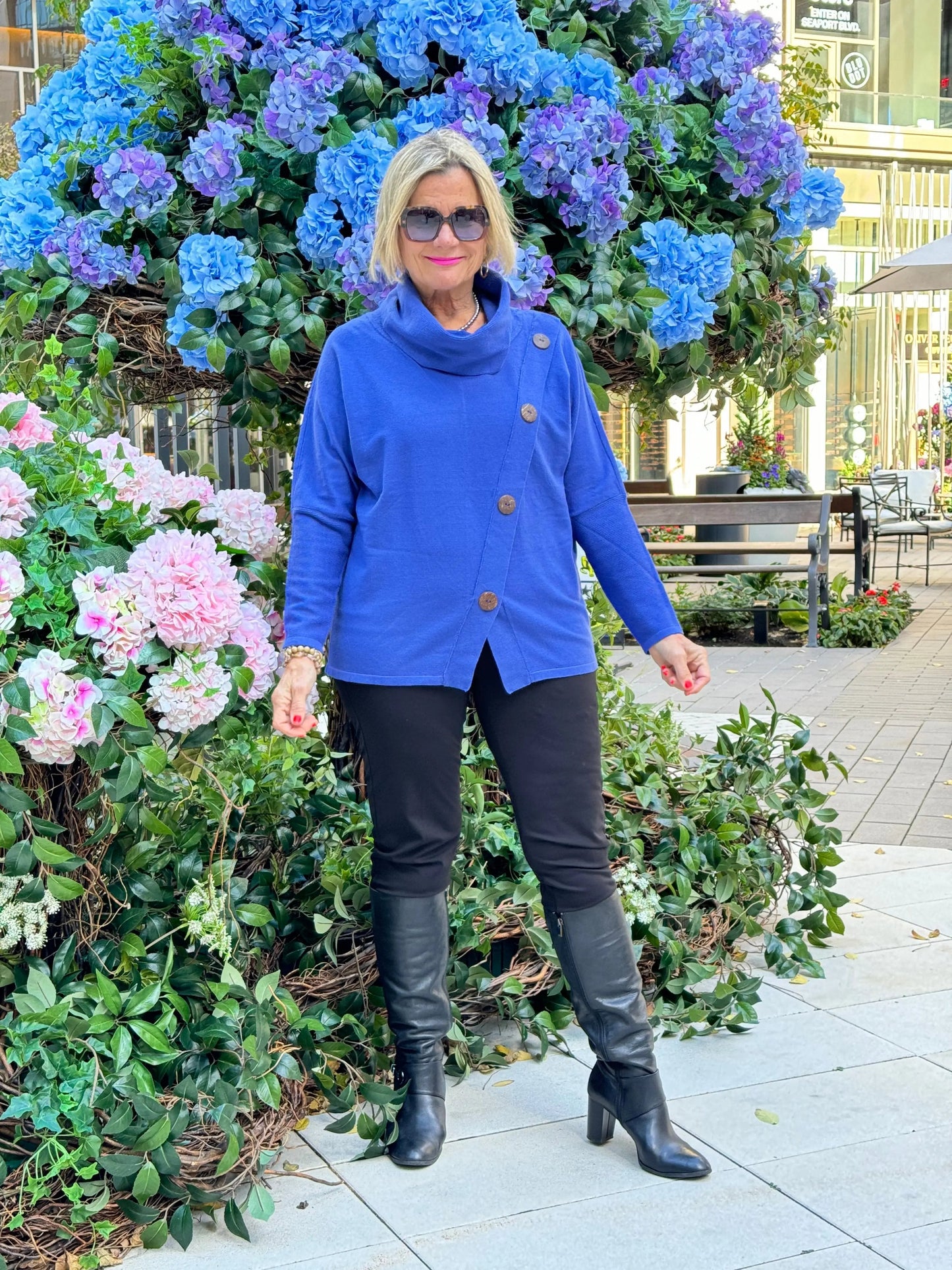 LULU-B SAPPHIRE BUTTON ASYMMETRICAL TOP