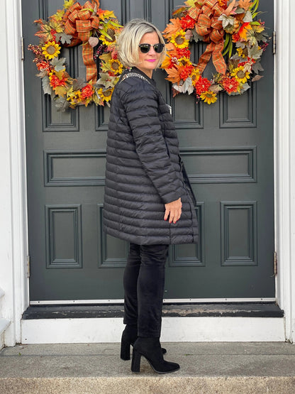 BLACK LONG SLEEVE PUFFER JACKET