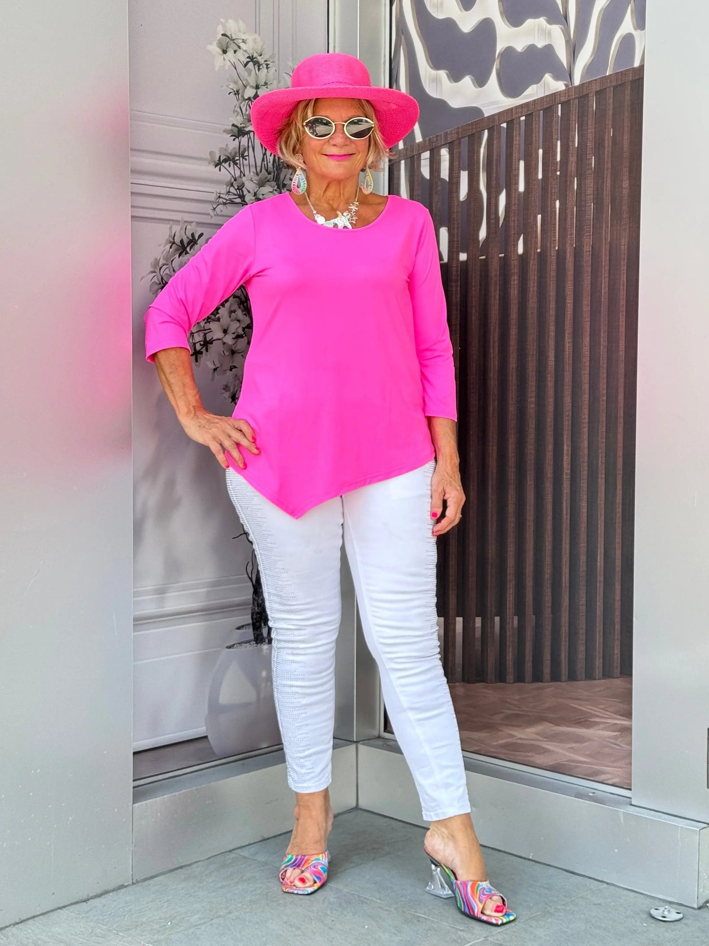 LULU-B HOT PINK ASYMMETRIC TOP