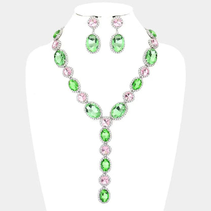 Glass Crystal Rhinestone Y Evening Necklace Glass Lo o