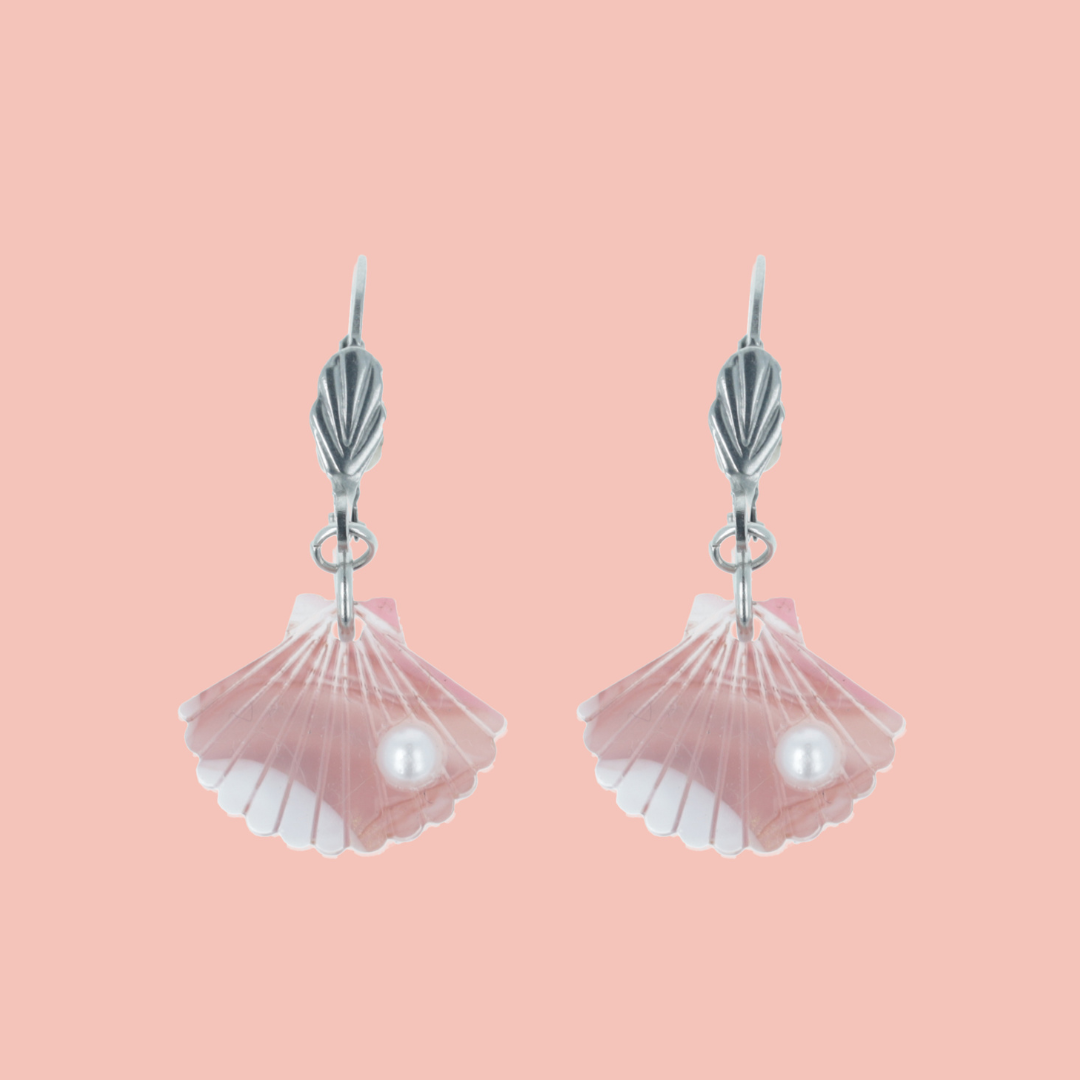 Pink Marble Shell Earrings