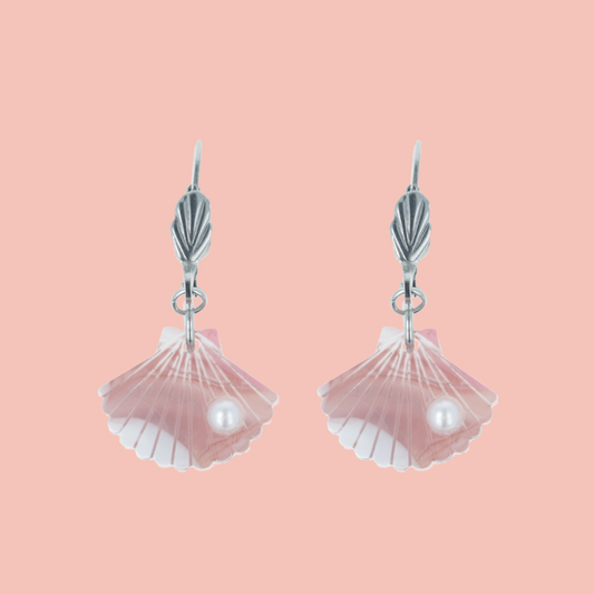 Pink Marble Shell Earrings