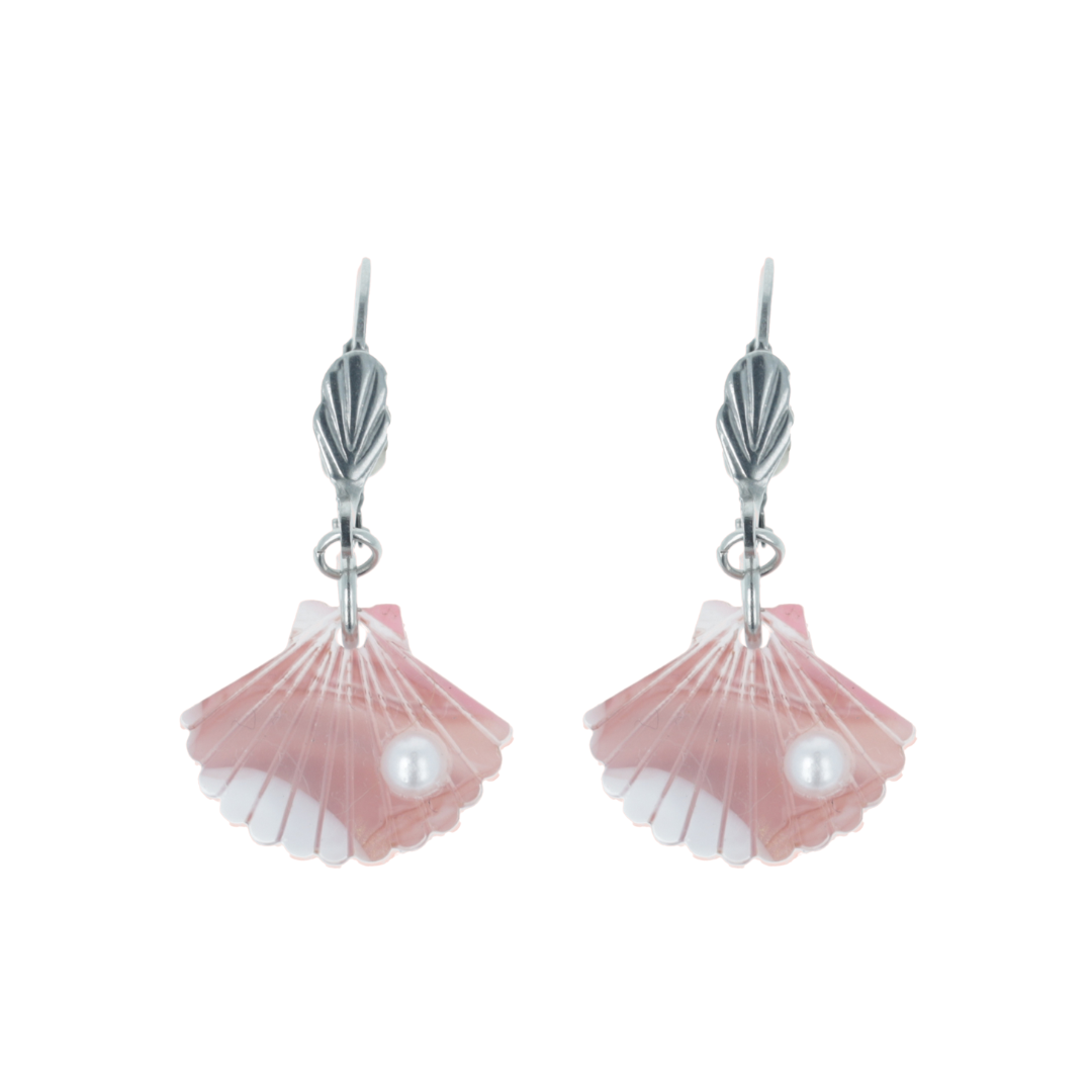 Pink Marble Shell Earrings