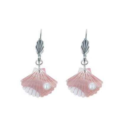 Pink Marble Shell Earrings