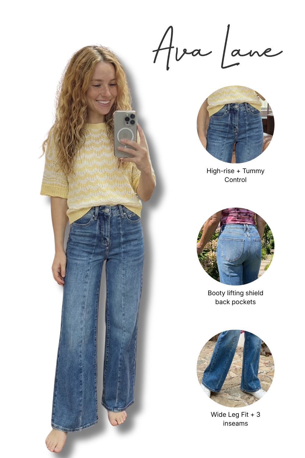 The Esme High-Rise Tummy Control Wide Leg Denim - Three Inseams