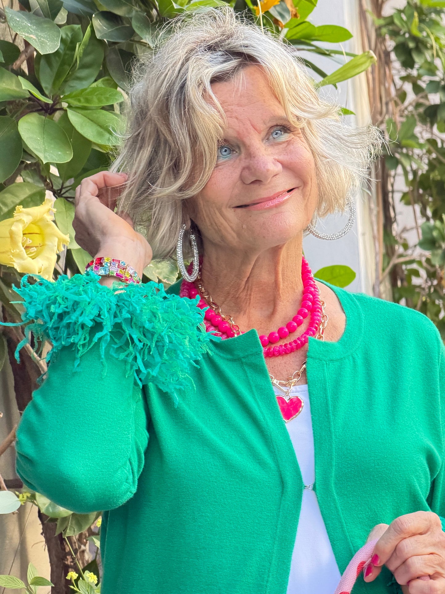 LULU B GREEN CASHMERE FRINGE