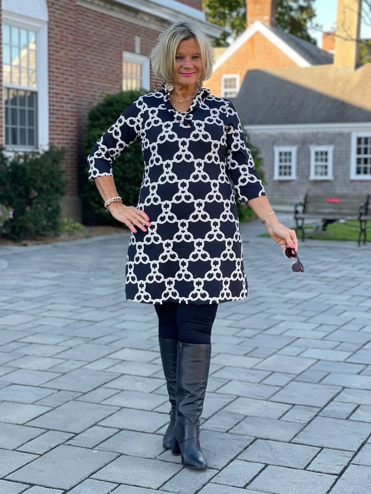 LULU B SOPHIA RUFFLE NECK DRESS