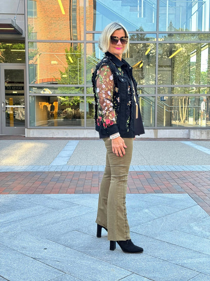 Ethyl The Long  Olive Lean Flair Jean - Elevated