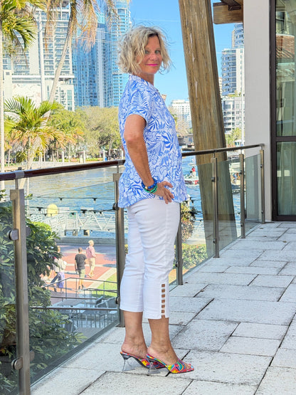 LULU B HIBISCUS COAST SHORT SLEEVE COLLAR