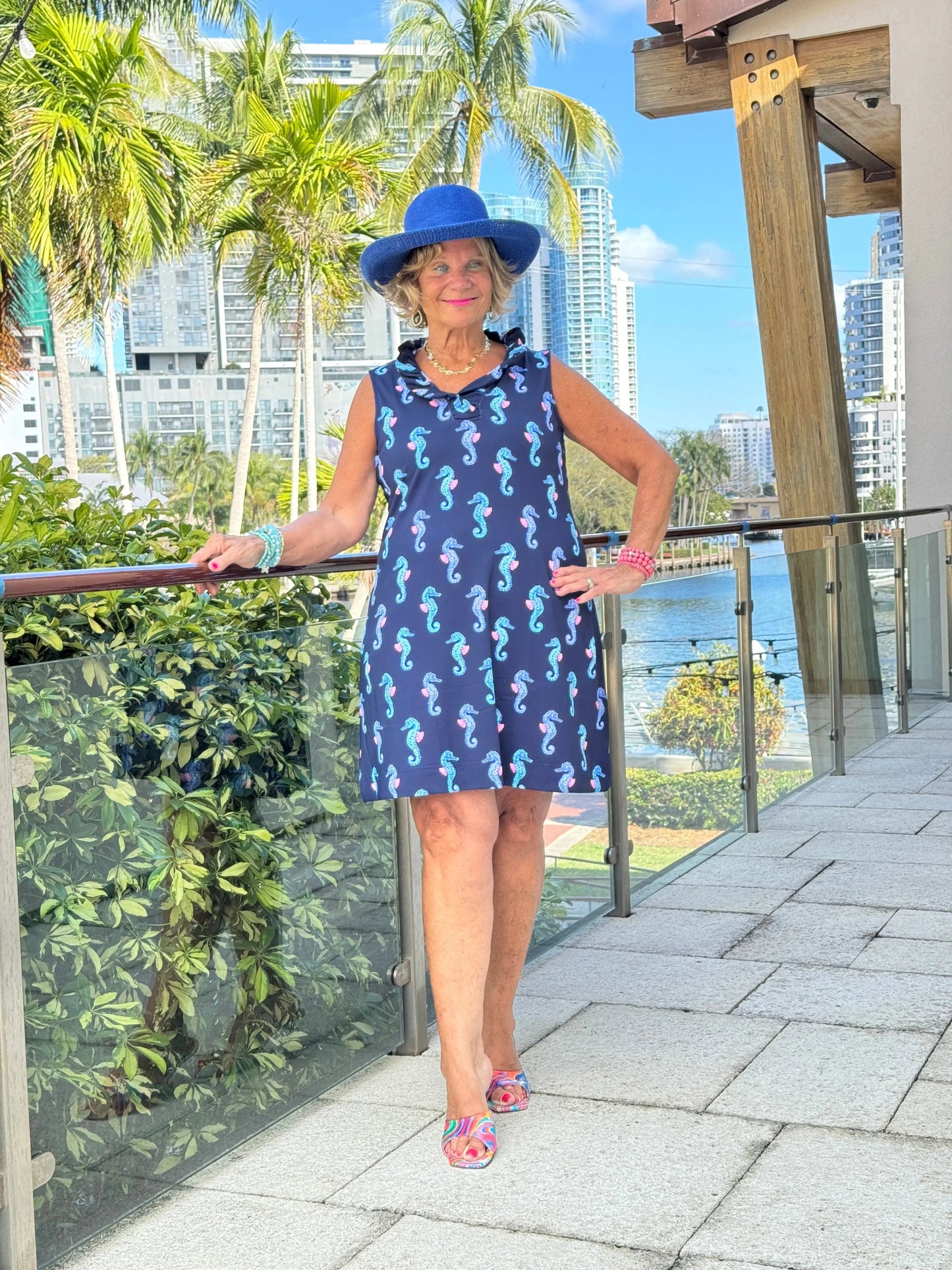 LULU B MIDNIGHT REEF RUFFLE DRESS