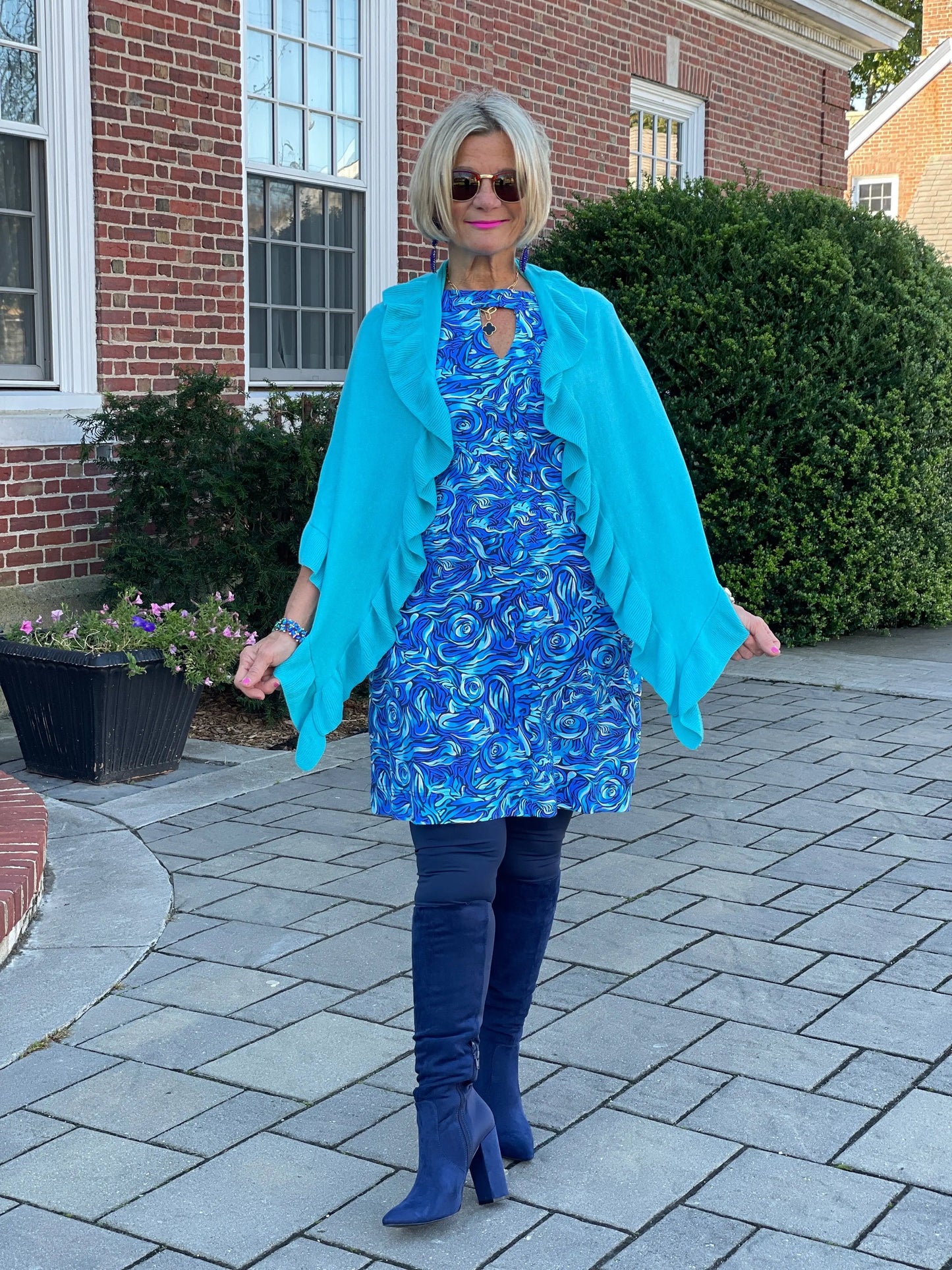 FANTASIA BLUE KEYHOLE BLU DRESS