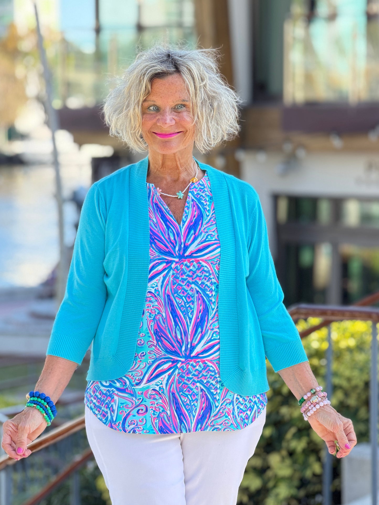LULU B PALM ROYALE NOTCH TOP