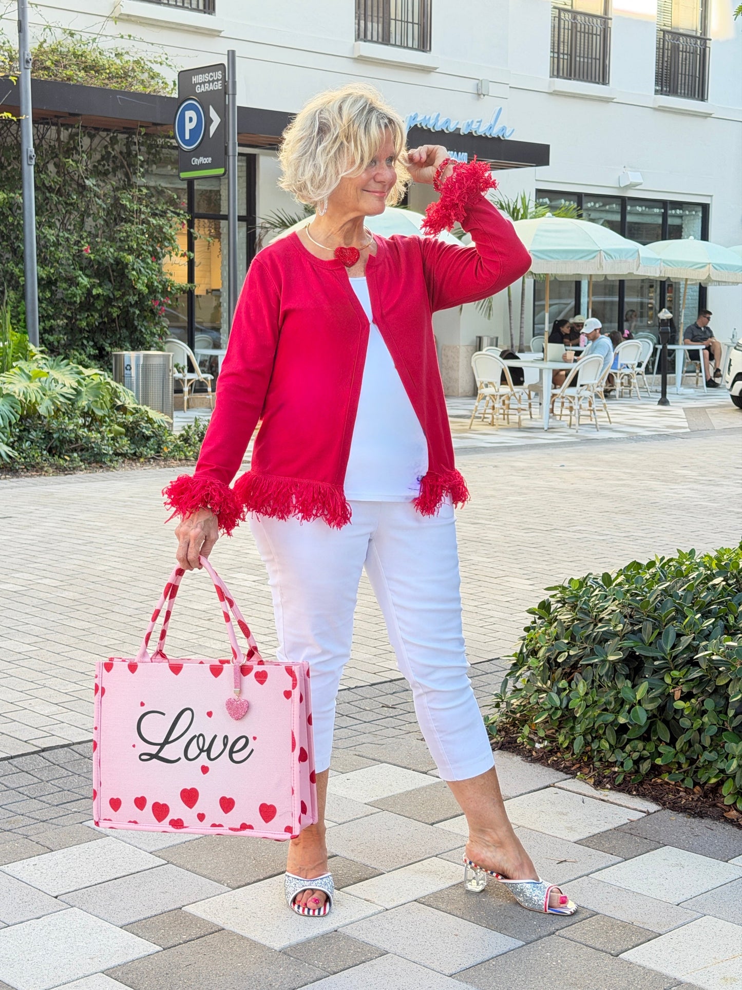 LOVE Message Heart Printed Tote Bag