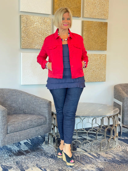 LULU B RED LINEN JACKET