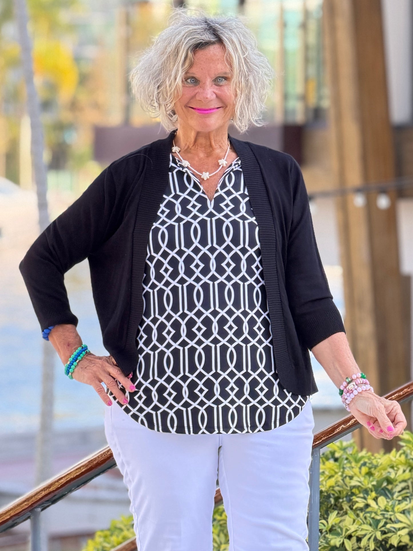 LULU B MIDNIGHT TRELLIS NOTCH TANK