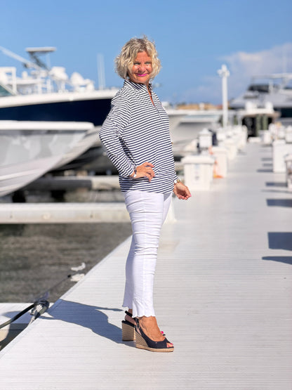DOCKSIDE NAVY HALF ZIPPER TOP