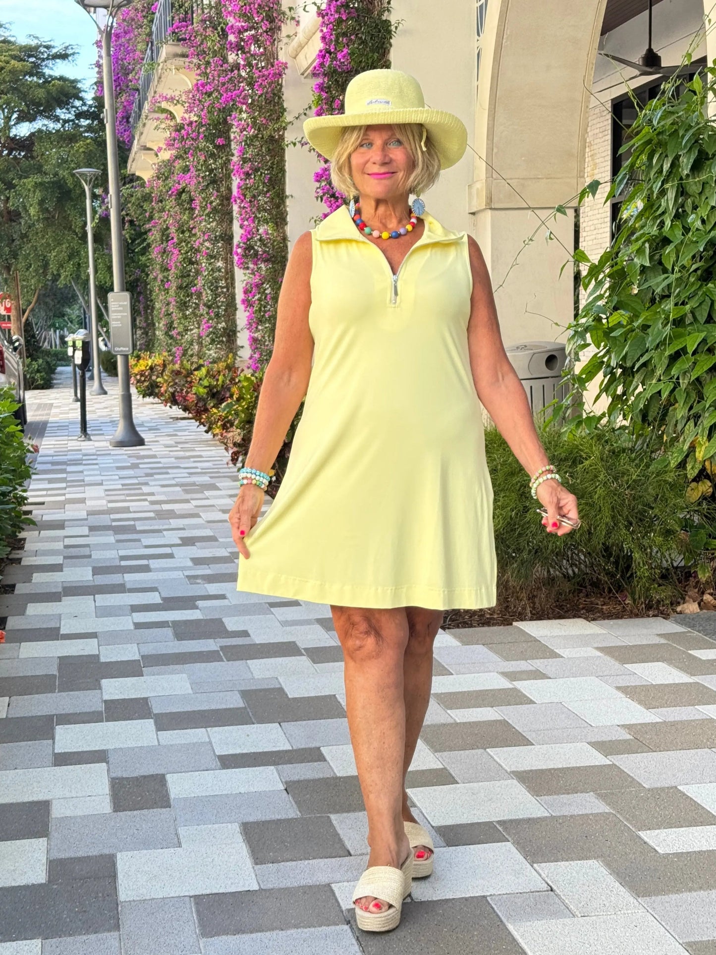 LULU-B SOLID HALF ZIPPER SUNSHINE SWING DRESS